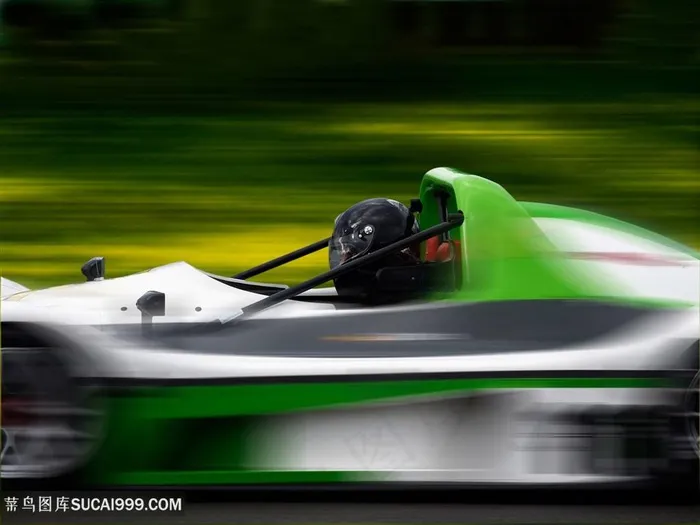 高清f1绿色赛车比赛高速图片
