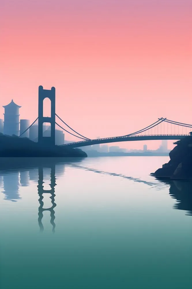 城市桥梁落日背景