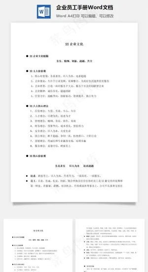 企业员工手册Word文档预览图