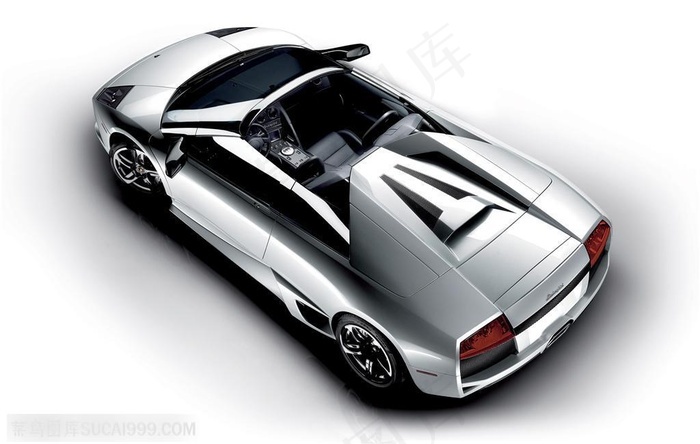 超级跑车-俯视下的兰博基尼敞篷跑车 - 菜鸟图库
