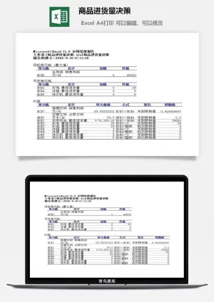 商品进货量决策财务行政EXCEL模板预览图