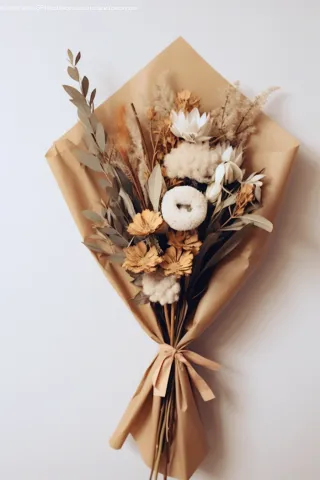干花花束牛皮纸摄影图
