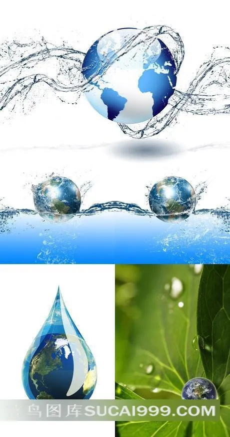 地球 水柱环绕水资源 水滴