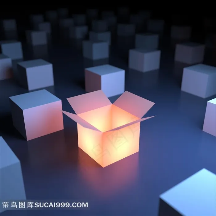内发光的暖色盒子创意设计高清图片