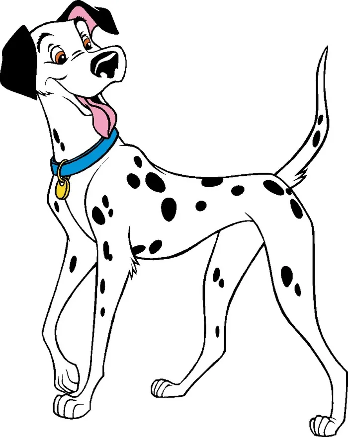 卡通动画动漫可爱狗狗大长腿的斑点狗吐舌头矢量图海报元素图