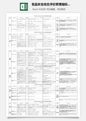 食品安全综合评价管理指标细则excel模板预览图