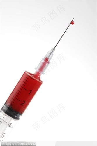 医疗器材-盛着红色药水的注射器