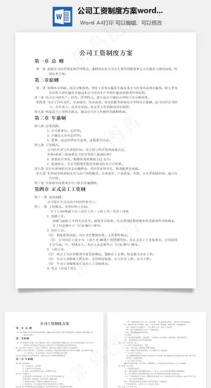 公司工资制度方案word文档预览图