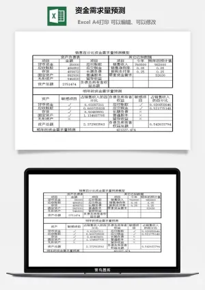 资金需求量预测excel模板预览图