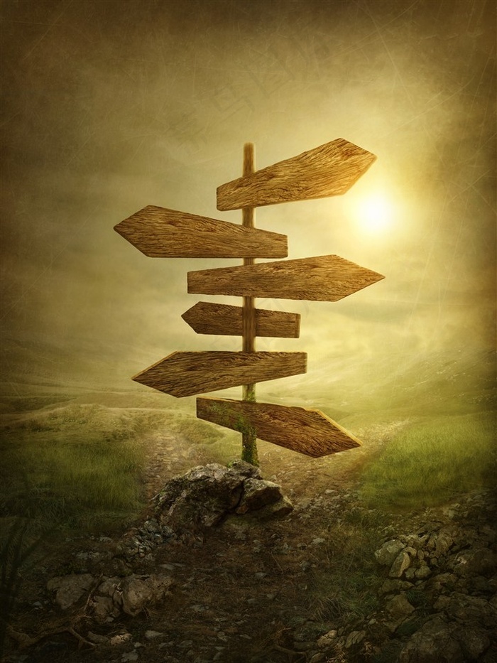 童话梦幻路标指示牌