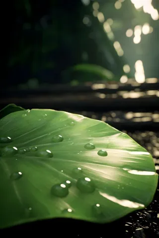 树叶露珠水滴抓拍摄影图