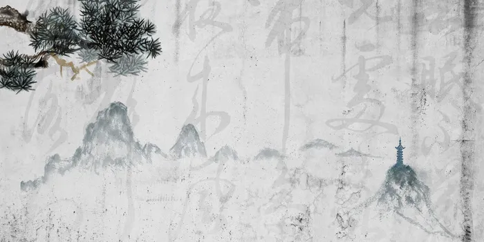 中国风传统水墨古风古典展板边框工笔画PS海报背景平面设计素材