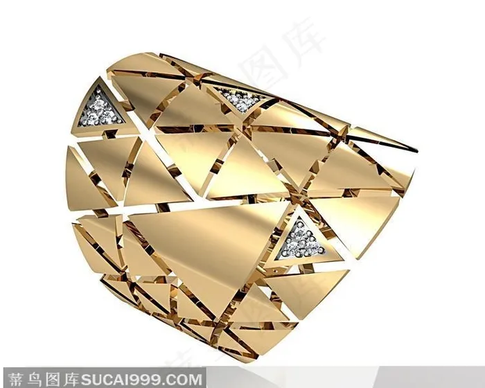 珠宝手势黄金特色镶钻三角组合戒指婚戒
