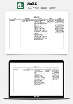 退赔外汇excel模板预览图