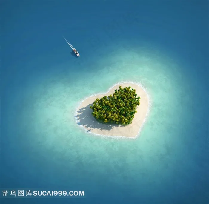 浪漫的心形海岛图片风景图片