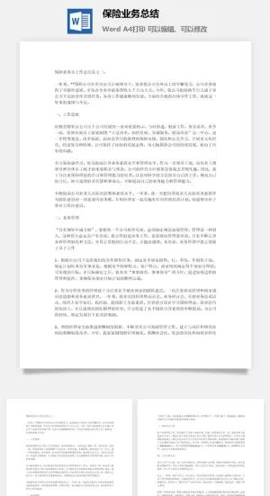保险业务总结word模板预览图