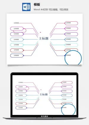 鱼骨大脑树状思维导图ppt模板工作学习项目培训流程逻辑word格式预览图