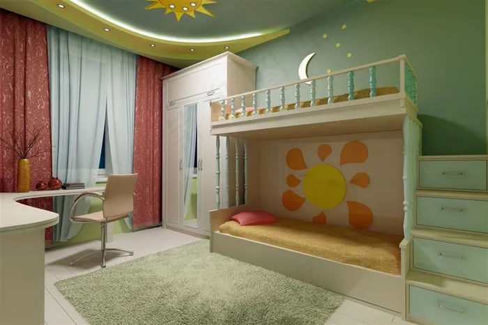 浅绿色清新儿童房装修效果高清