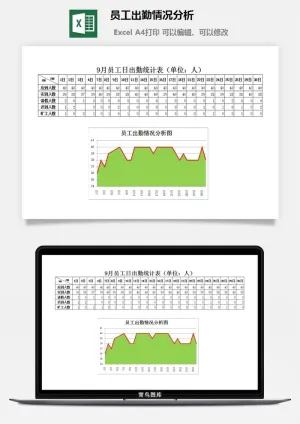 员工出勤情况分析excel模板预览图