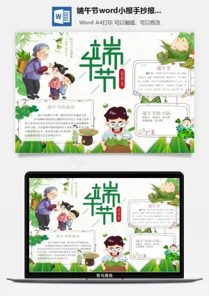 端午节word小报手抄报模板预览图