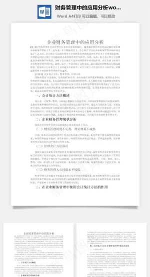 财务管理中的应用分析word文档预览图