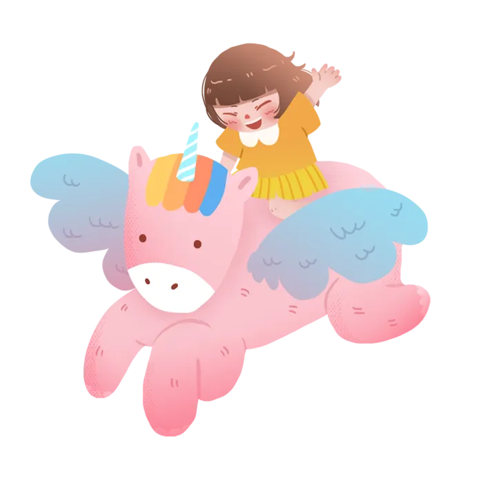 骑马分粉色小女孩素材人物
