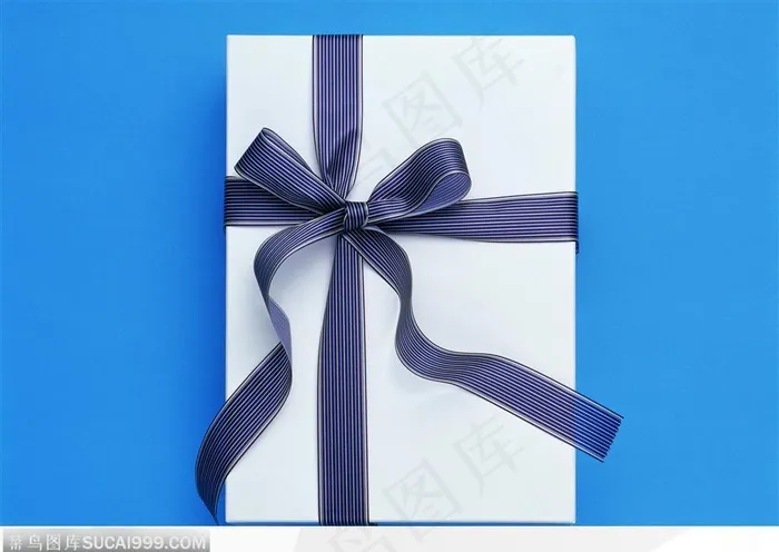 情人节礼物-紫色丝带的白色礼盒