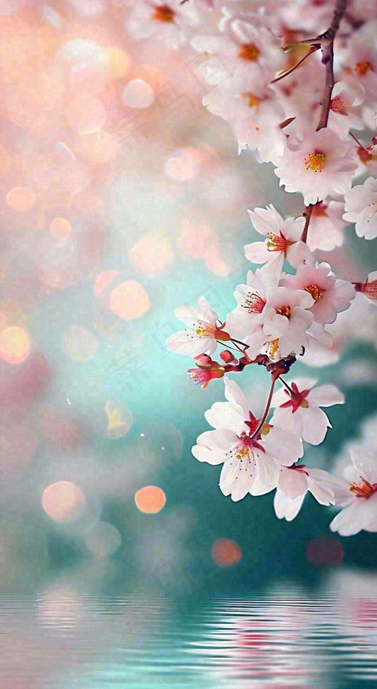 春天浪漫花朵白色樱花，立春春分惊蛰摄影图