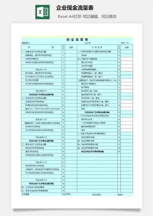 企业现金流量表excel模板预览图
