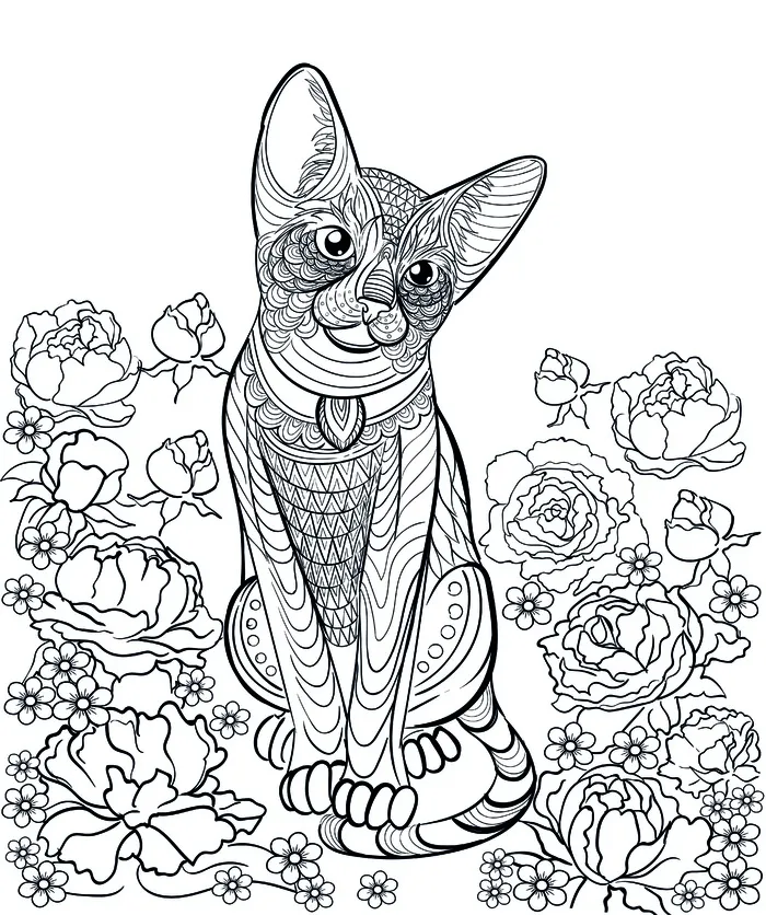 卡通手绘猫咪线描黑白线描线稿