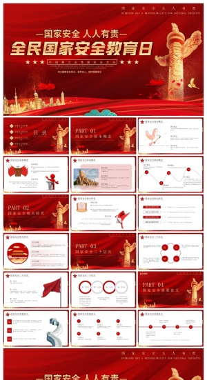 红色国家安全教育主题PPT模板预览图