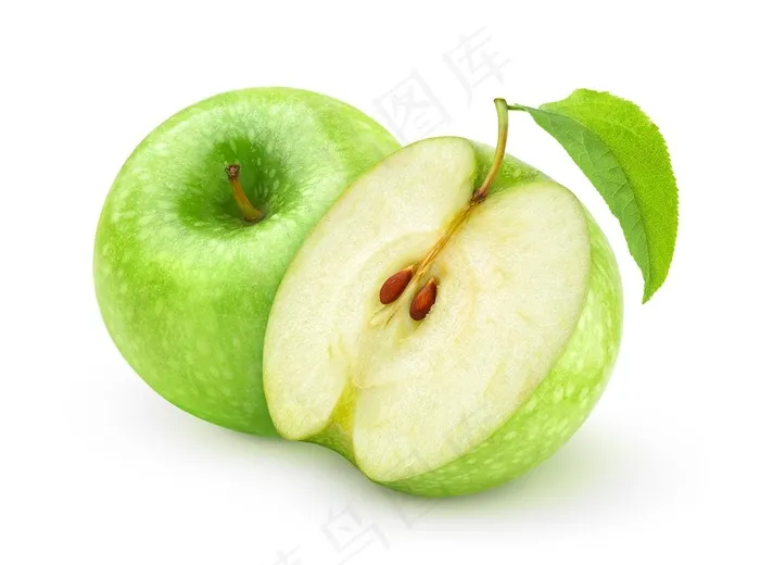 切开的青苹果高清图片水果图片