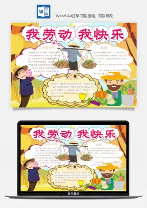 劳动节五一工人手抄报电子小报黑板报展板报海报WORD素材模板设计预览图