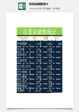 百货店销售统计excel模板预览图