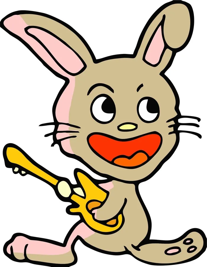 兔子弹琴卡通兔年