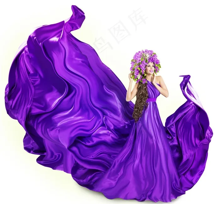 紫色长裙美女素材