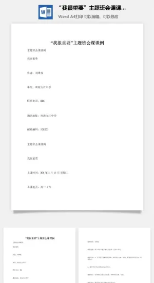 “我很重要”主题班会课课例预览图
