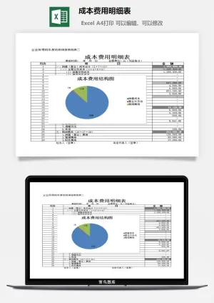 成本费用明细表excel模板预览图