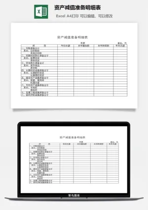 资产减值准备明细表excel模板预览图