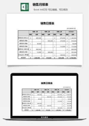 销售月报表excel模板预览图