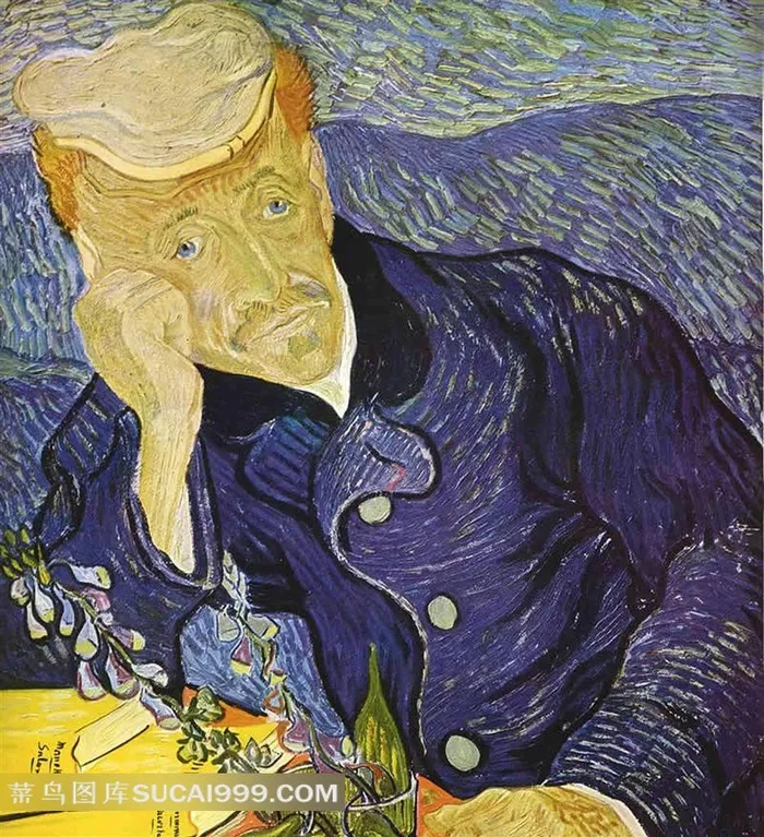 梵高油画——思考的中年男士