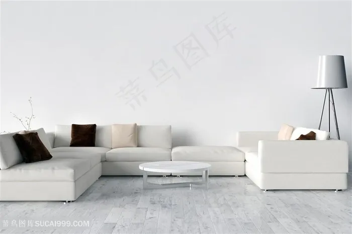 家居装修白色沙发软装效果图高清