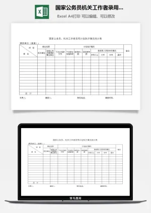 国家公务员机关工作者录用计划执行情况统计表excel模板预览图
