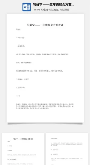 写好字——三年级晨会方案设计预览图