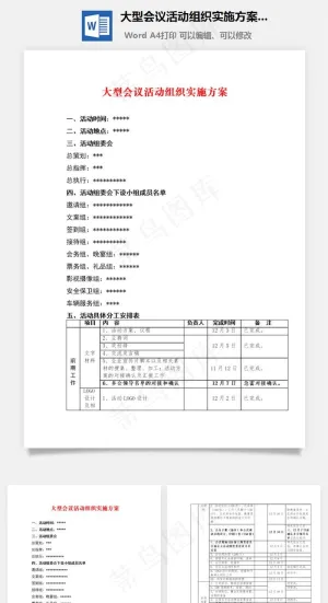 大型会议活动组织实施方案word文档预览图