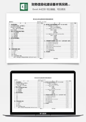 财务信息化建设基本情况调查表excel模板预览图