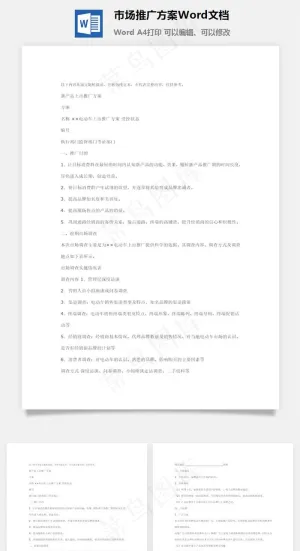 市场推广方案Word文档预览图
