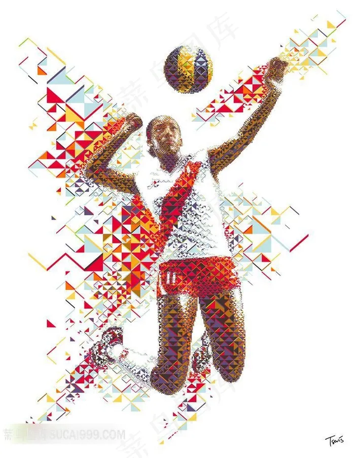 红色女排球员精彩数码艺术设计图
