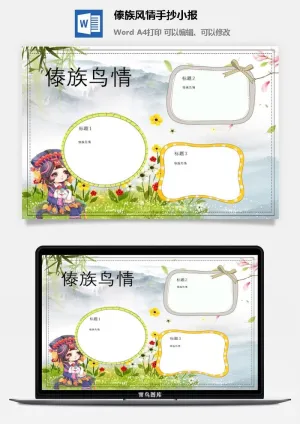 傣族风情手抄小报预览图