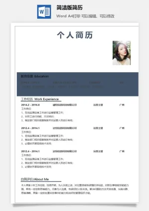 简洁版简历预览图